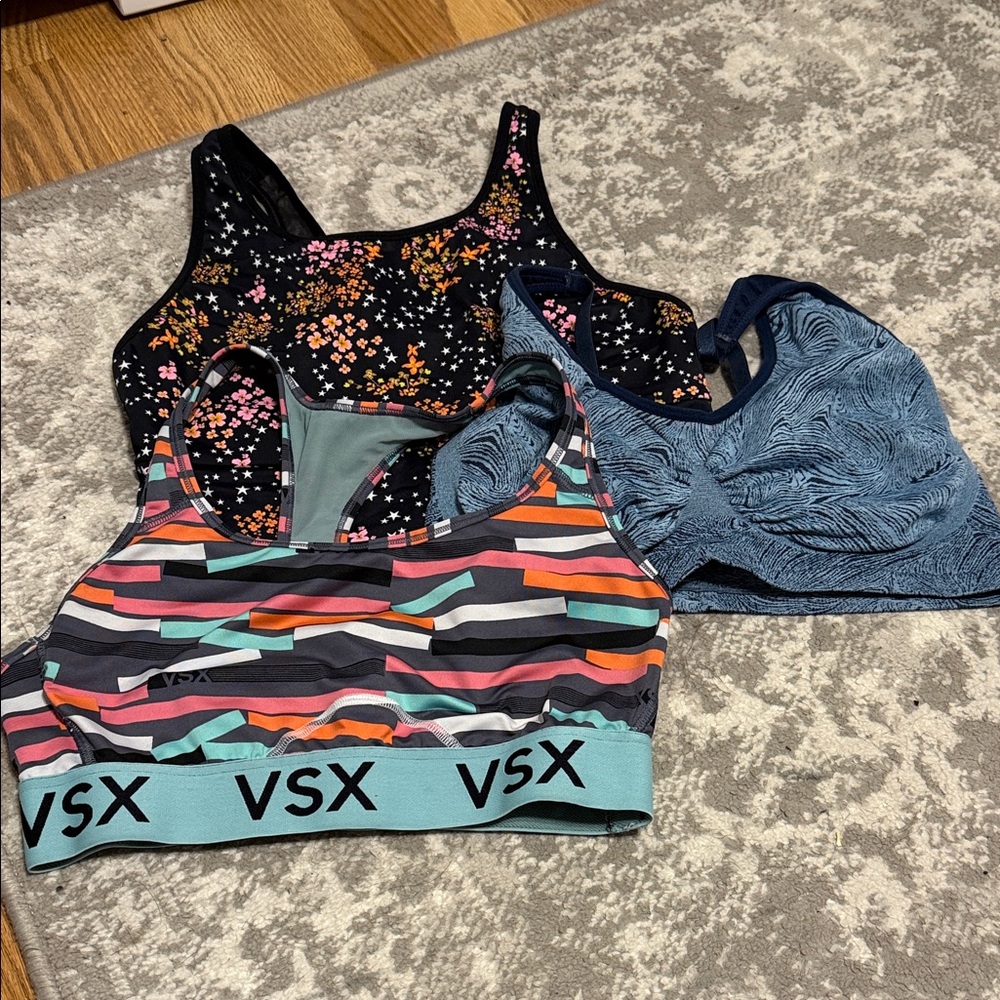 VSX Sports Bra Trio - Black, Blue, Multicolor